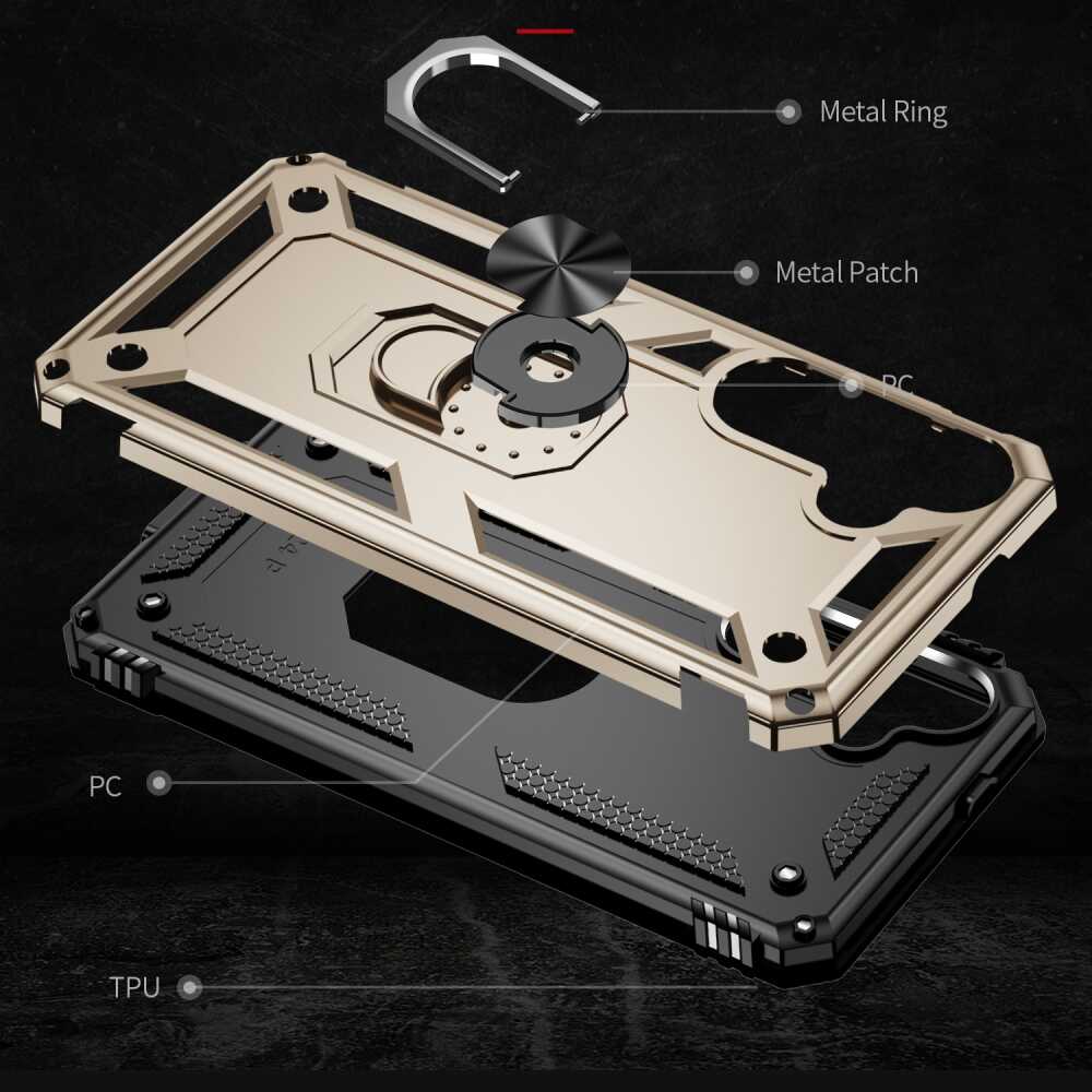 Samsung Galaxy S24 5G Case With Metal Ring Holder - Gold