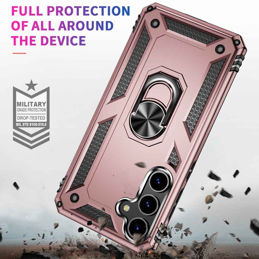 Samsung Galaxy S24 5G Case with Metal Ring Holder - Rose Gold