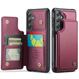 Samsung Galaxy S24 Case RFID Anti-theft PU Leather - Wine Red