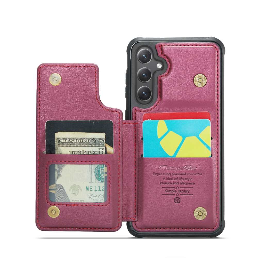 Samsung Galaxy S24 Case RFID Anti-theft PU Leather - Wine Red