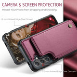 Samsung Galaxy S24 Case RFID Anti-theft PU Leather - Wine Red