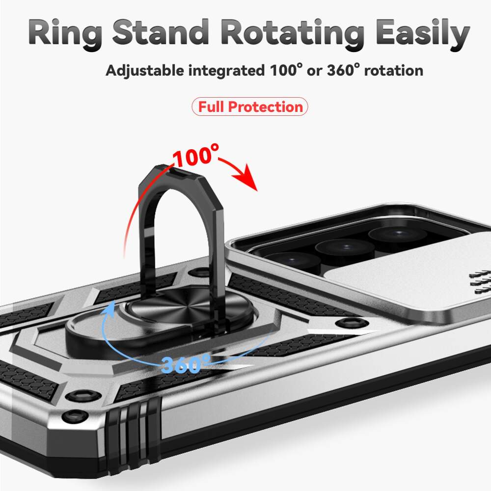 Samsung Galaxy S24 Plus 5G Case Camshield and Magnetic Holder - Silver