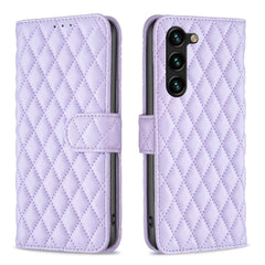 Samsung Galaxy S24 Plus 5G Case Diamond Lattice PU Leather Wallet - Purple