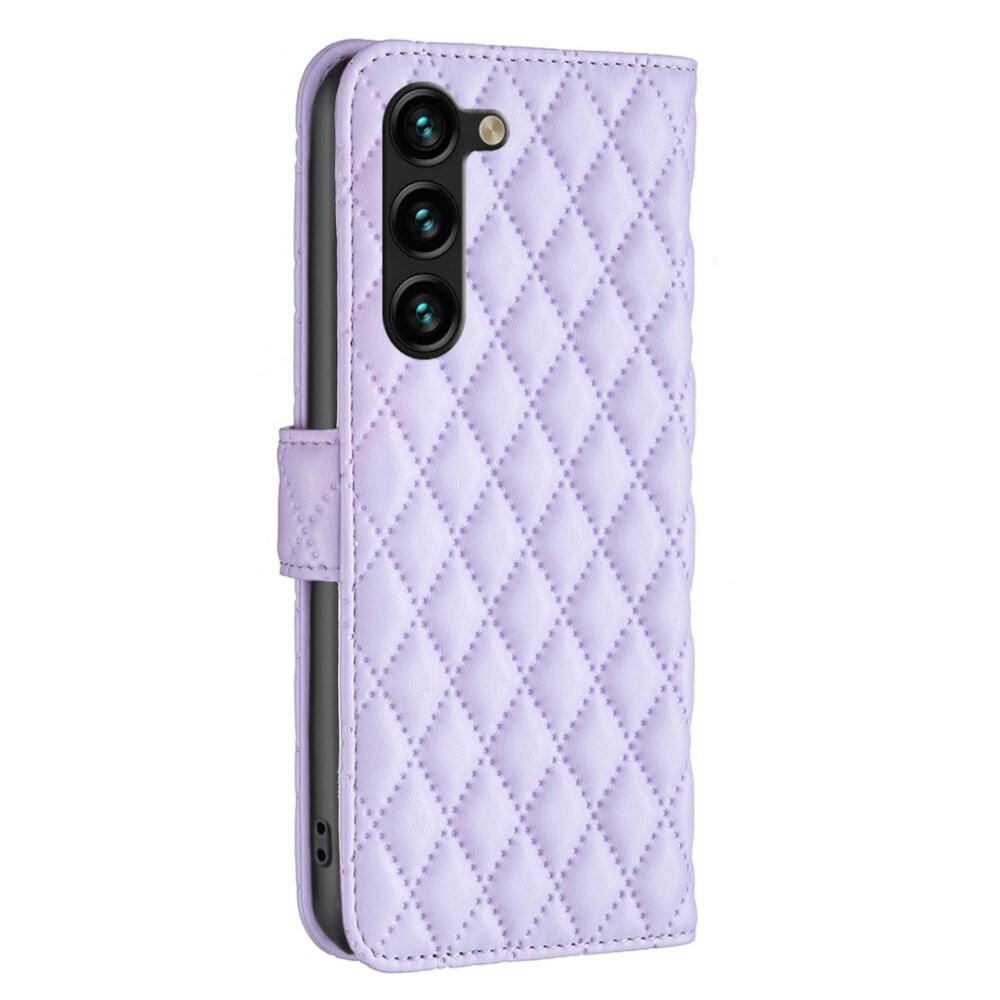 Samsung Galaxy S24 Plus 5G Case Diamond Lattice PU Leather Wallet - Purple