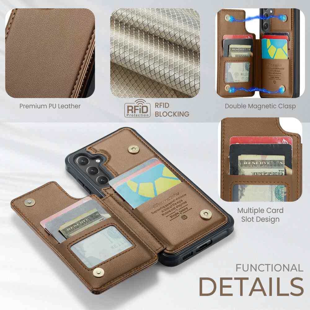 Samsung Galaxy S24 Plus 5G Case RFID Anti-theft PU Leather - Brown