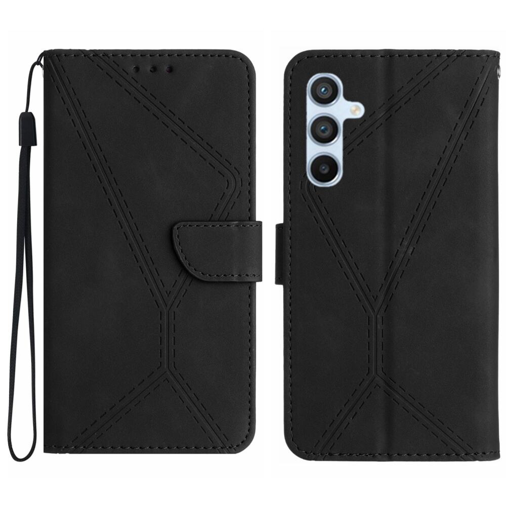 Samsung Galaxy S24 Plus 5G Case Stitching Calf Texture PU Leather - Black