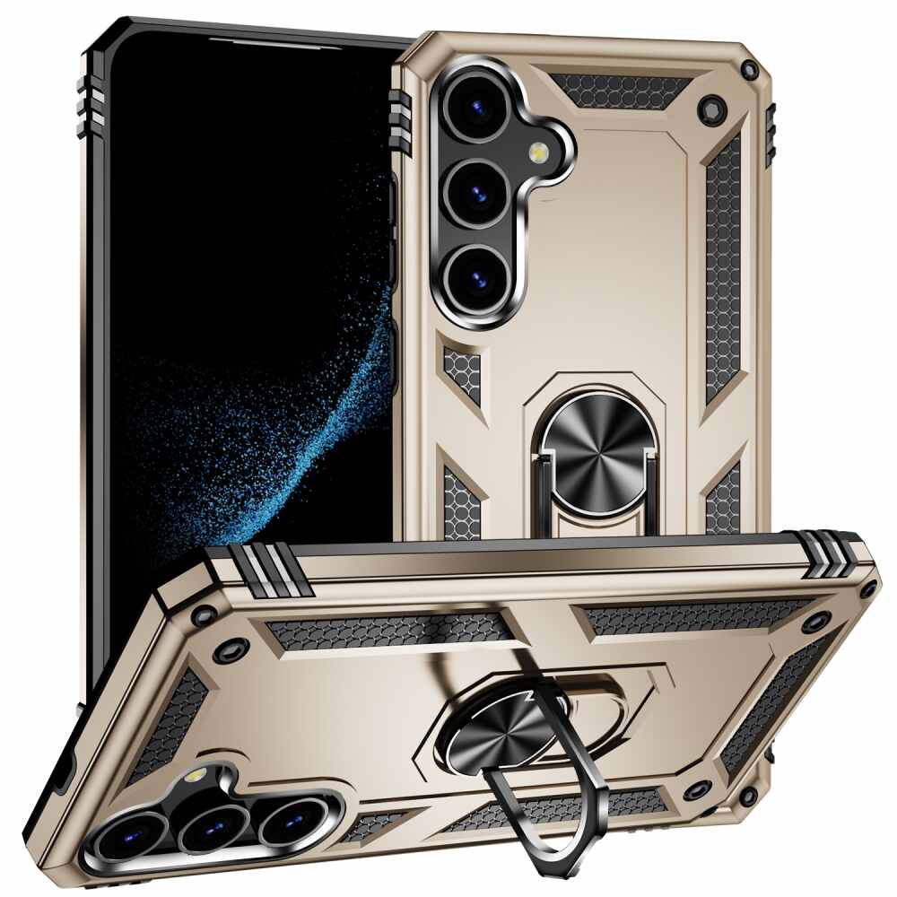 Samsung Galaxy S24 Plus 5G Case with Metal Ring Holder - Gold