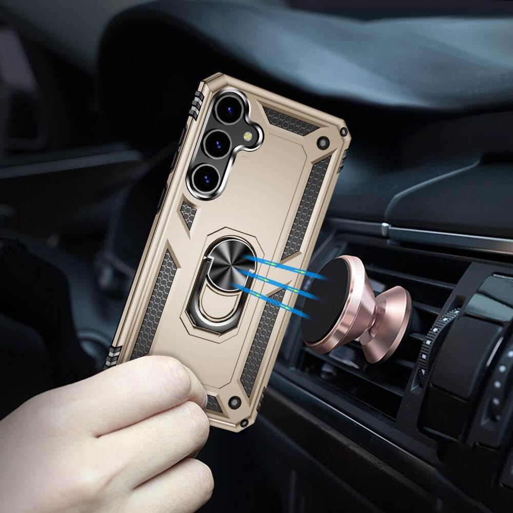 Samsung Galaxy S24 Plus 5G Case with Metal Ring Holder - Gold