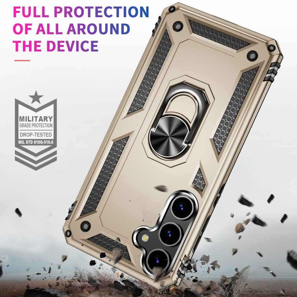 Samsung Galaxy S24 Plus 5G Case with Metal Ring Holder - Gold