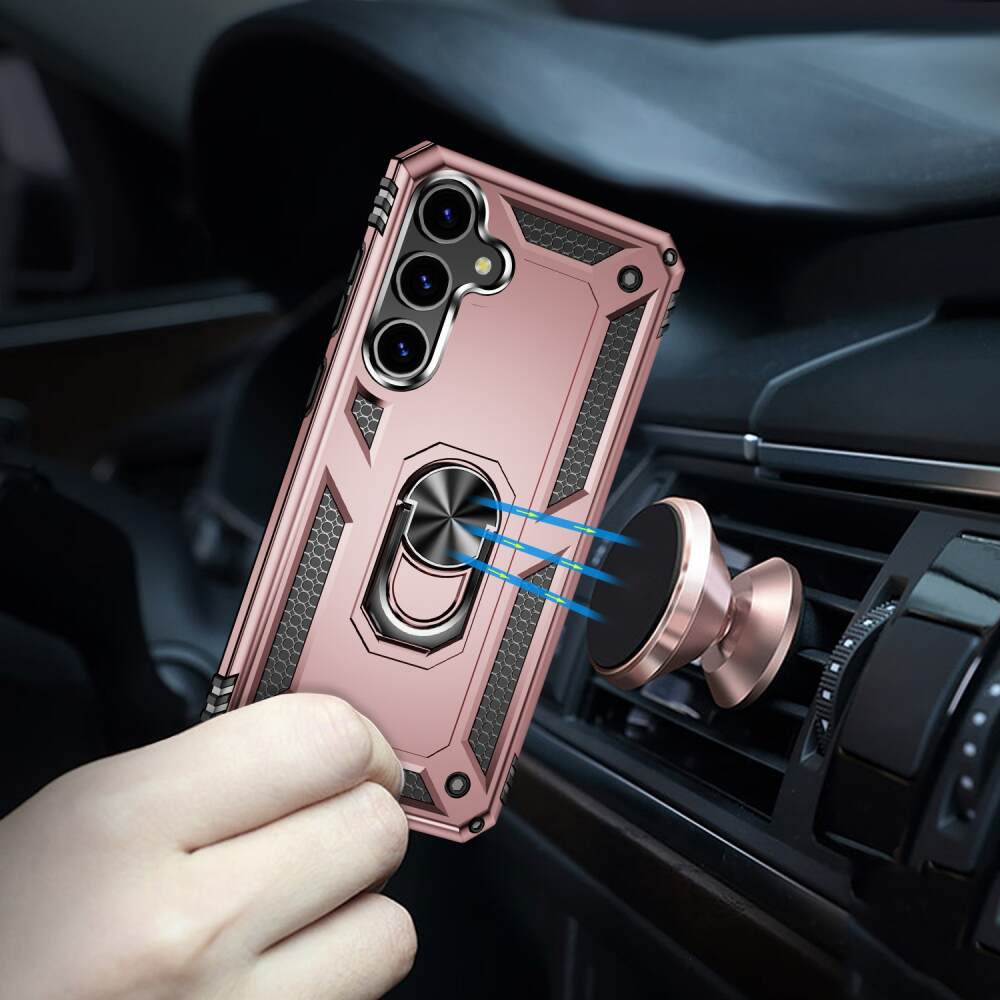 Samsung Galaxy S24 Plus 5G Case with Metal Ring Holder - Rose Gold