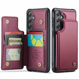 Samsung Galaxy S24 Plus Case RFID Anti-theft PU Leather - Wine Red