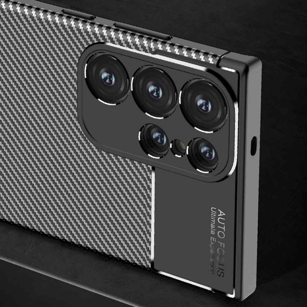 Samsung Galaxy S24 Ultra 5G Case Brushed Texture Carbon Fiber TPU - Black