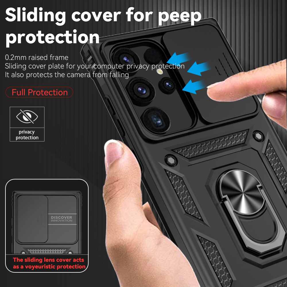 Samsung Galaxy S24 Ultra 5G Case Camshield and Magnetic Holder - Black