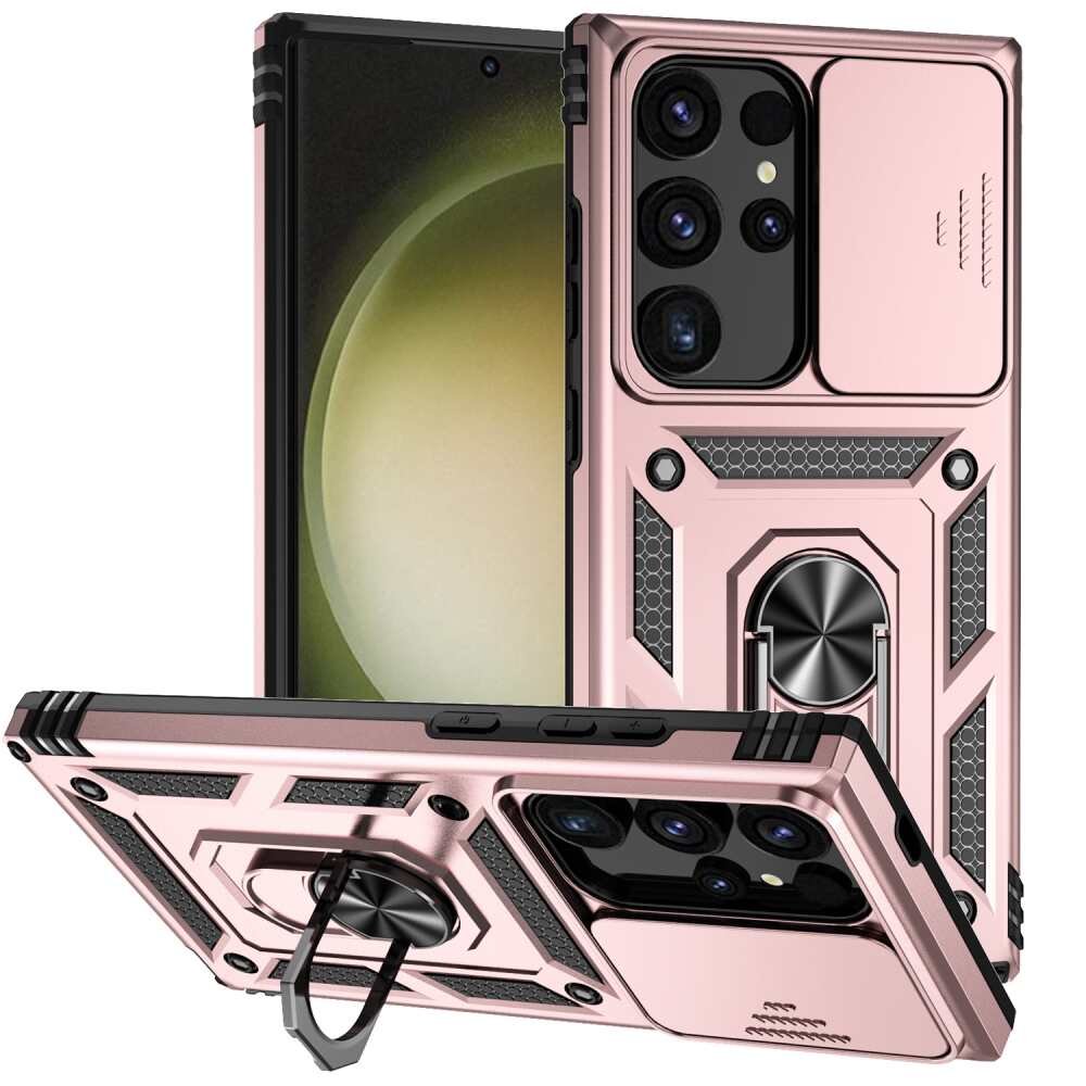 Samsung Galaxy S24 Ultra 5G Case Camshield and Magnetic Holder - Rose Gold
