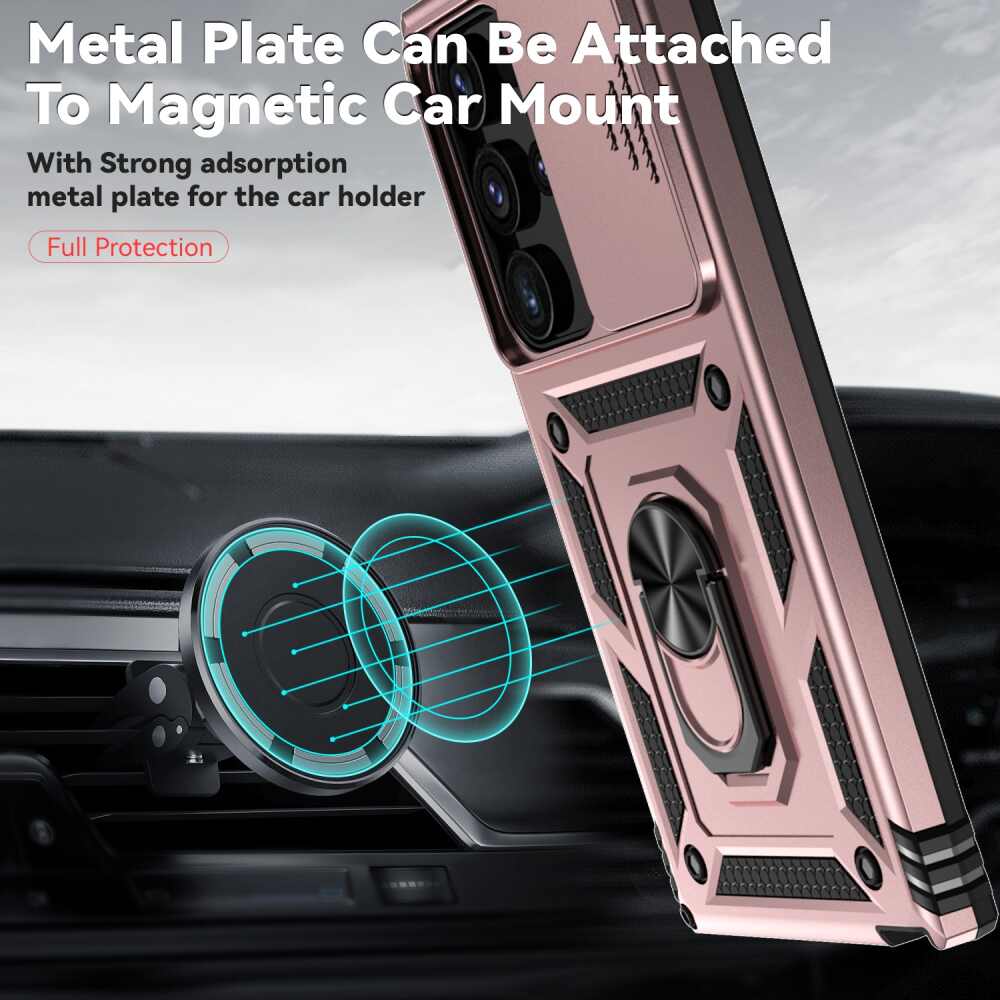 Samsung Galaxy S24 Ultra 5G Case Camshield and Magnetic Holder - Rose Gold