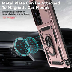 Samsung Galaxy S24 Ultra 5G Case Camshield and Magnetic Holder - Rose Gold