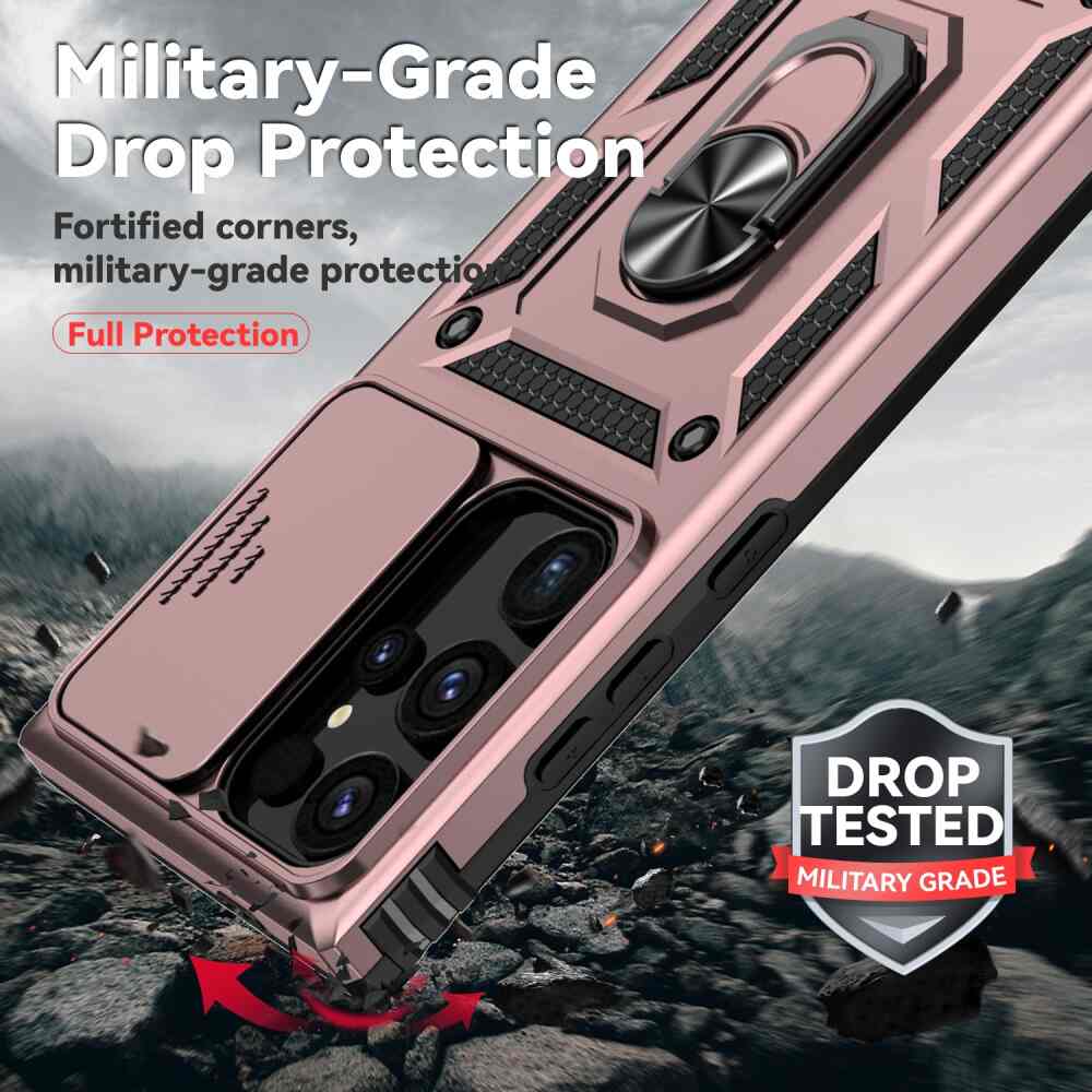 Samsung Galaxy S24 Ultra 5G Case Camshield and Magnetic Holder - Rose Gold