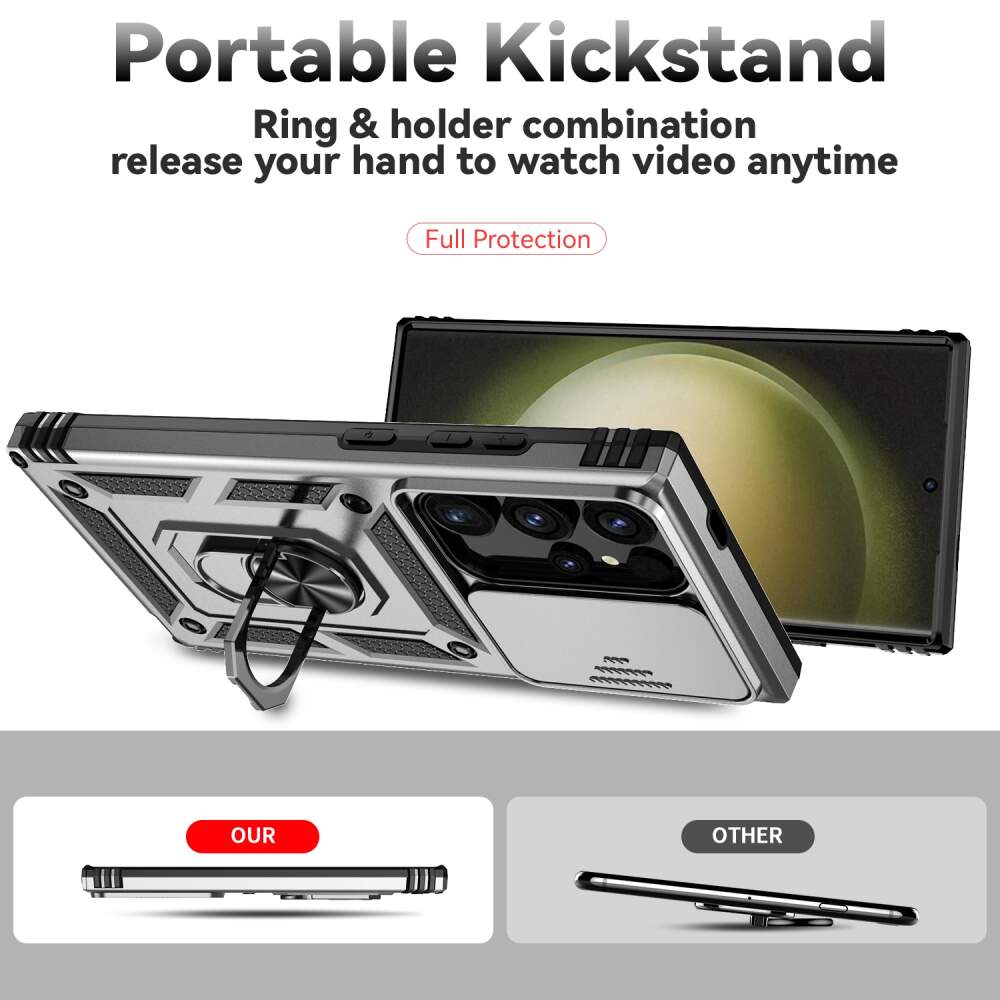 Samsung Galaxy S24 Ultra 5G Case Camshield and Magnetic Holder - Silver