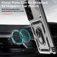 Samsung Galaxy S24 Ultra 5G Case Camshield and Magnetic Holder - Silver