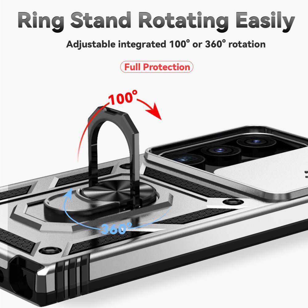 Samsung Galaxy S24 Ultra 5G Case Camshield and Magnetic Holder - Silver