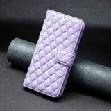 Samsung Galaxy S24 Ultra 5G Case Diamond Lattice PU Leather Wallet - Purple
