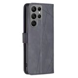 Samsung Galaxy S24 Ultra 5G Case Magnetic Buckle Rhombus Texture - Black
