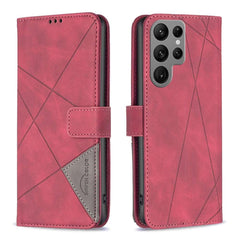 Samsung Galaxy S24 Ultra 5G Case Magnetic Buckle Rhombus Texture - Red