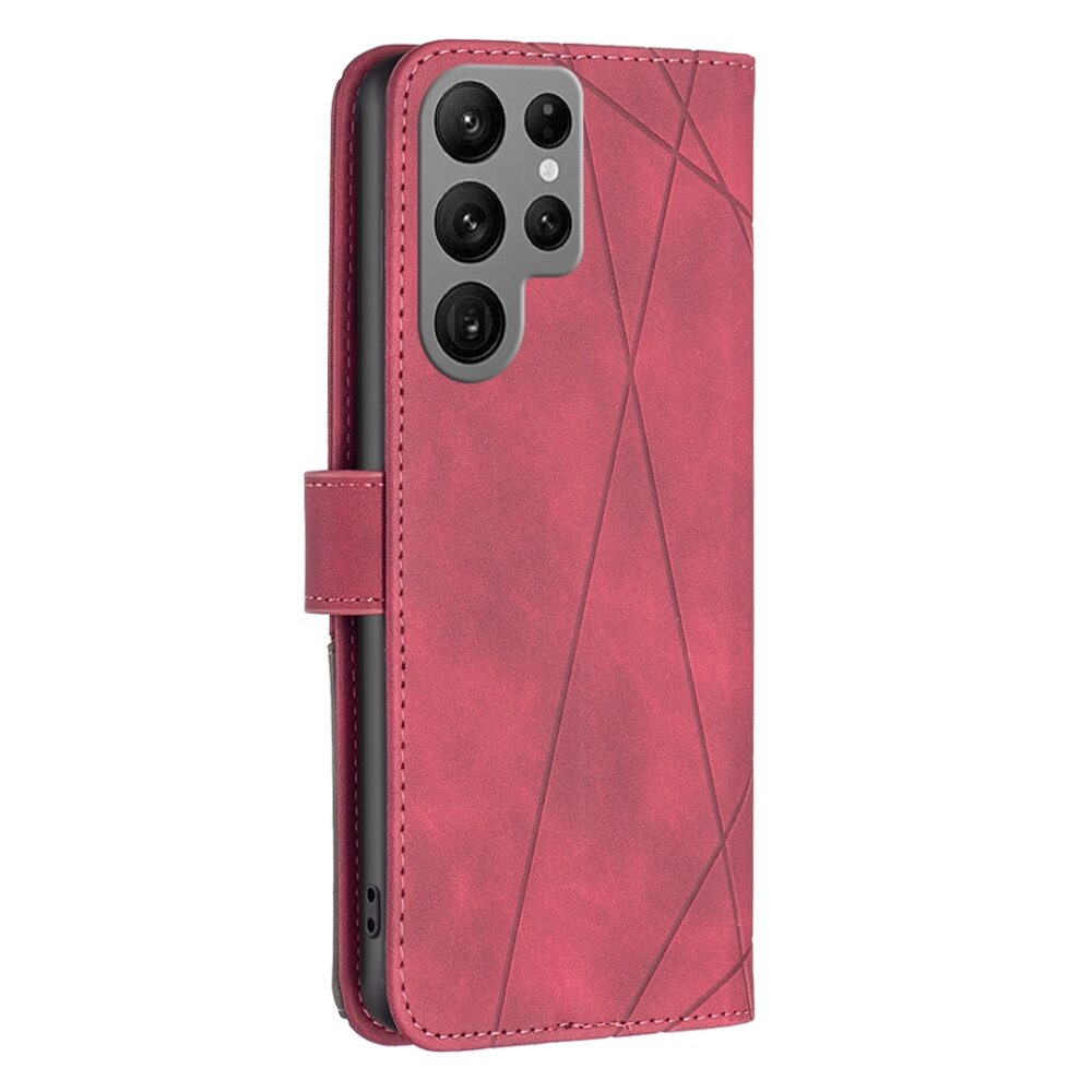 Samsung Galaxy S24 Ultra 5G Case Magnetic Buckle Rhombus Texture - Red