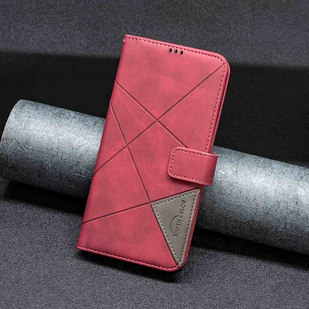 Samsung Galaxy S24 Ultra 5G Case Magnetic Buckle Rhombus Texture - Red