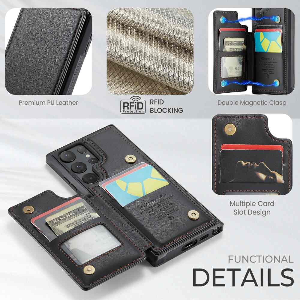Samsung Galaxy S24 Ultra 5G Case RFID Anti-theft PU Leather - Black