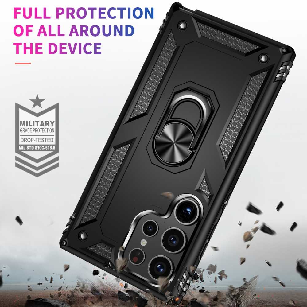 Samsung Galaxy S24 Ultra 5G Case with Metal Ring Holder - Black