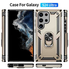 Samsung Galaxy S24 Ultra 5G Case with Metal Ring Holder - Gold