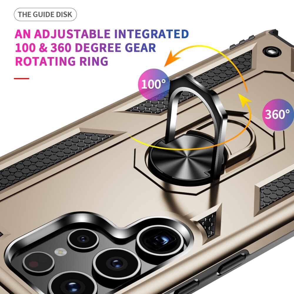Samsung Galaxy S24 Ultra 5G Case with Metal Ring Holder - Gold