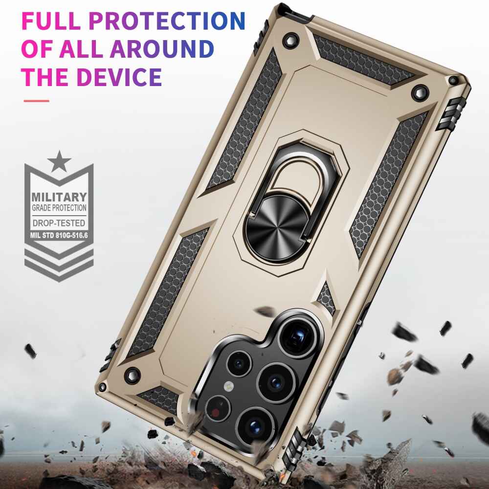Samsung Galaxy S24 Ultra 5G Case with Metal Ring Holder - Gold