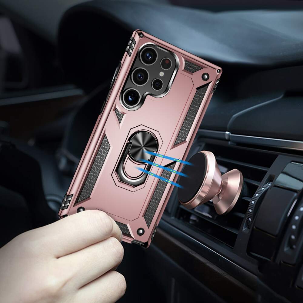 Samsung Galaxy S24 Ultra 5G Case with Metal Ring Holder - Rose Gold