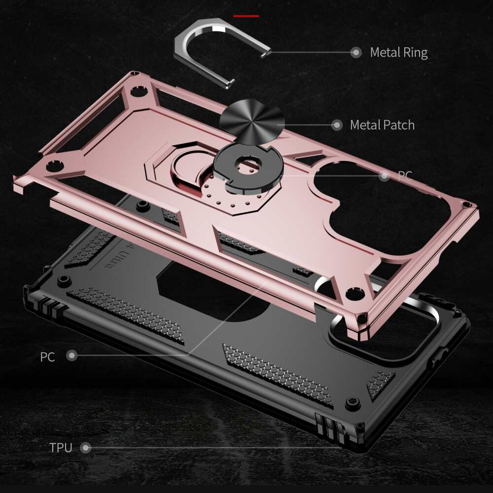 Samsung Galaxy S24 Ultra 5G Case with Metal Ring Holder - Rose Gold