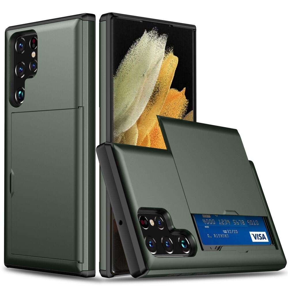 Samsung Galaxy S24 Ultra 5G Case with Two Card Slots - Dark Green