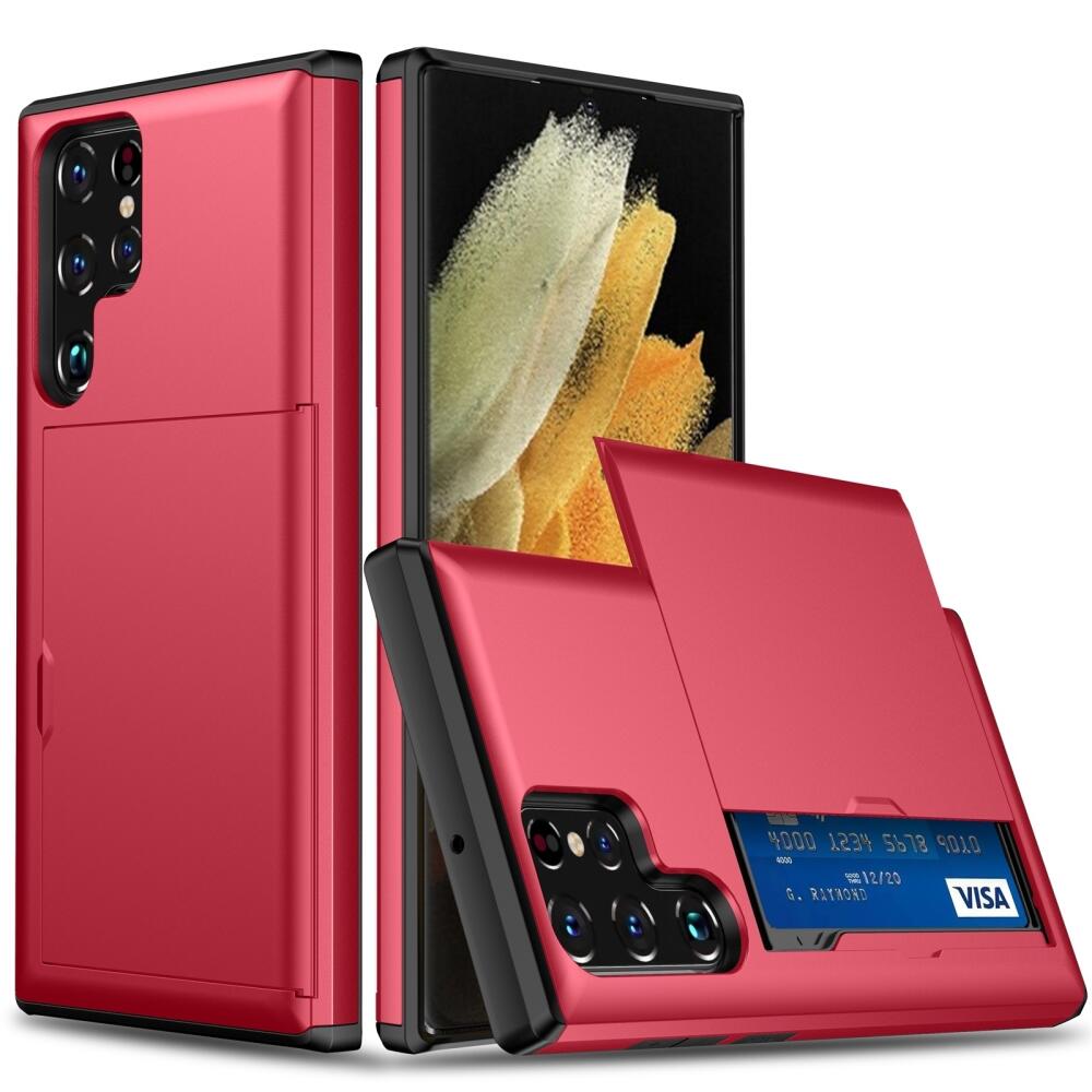 Samsung Galaxy S24 Ultra 5G Case with Two Card Slots - Red
