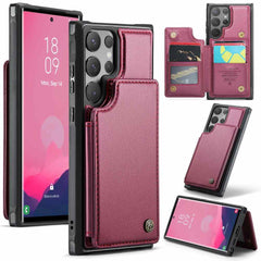 Samsung Galaxy S24 Ultra Case RFID Anti-theft PU Leather - Wine Red