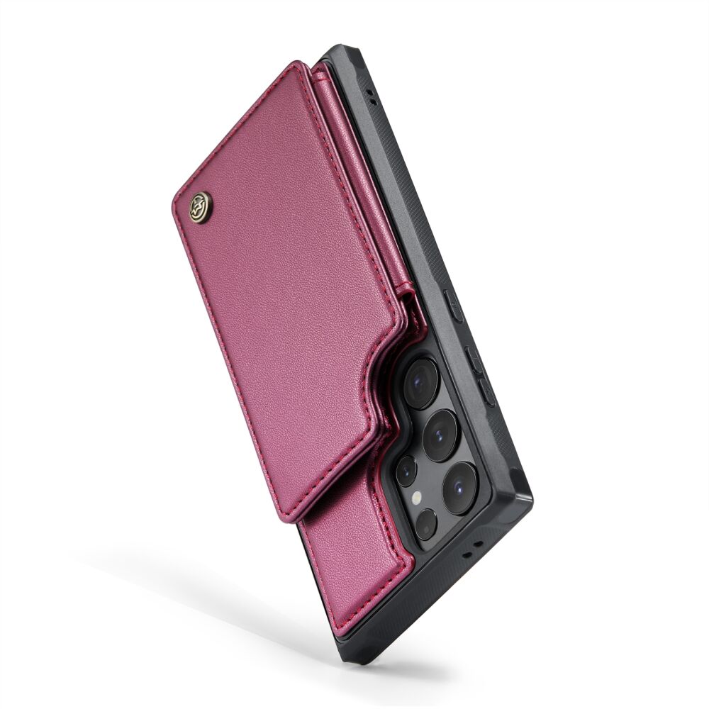 Samsung Galaxy S24 Ultra Case RFID Anti-theft PU Leather - Wine Red