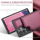 Samsung Galaxy S24 Ultra Case RFID Anti-theft PU Leather - Wine Red