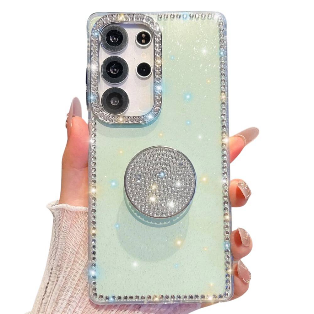 Samsung Galaxy S26 Ultra Diamond Glitter Round Holder Case - Light Green