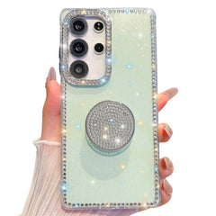 Samsung Galaxy S26 Ultra Diamond Glitter Round Holder Case - Light Green