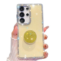 Samsung Galaxy S26 Ultra Diamond Glitter Round Holder Case - Light Yellow