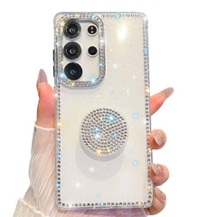 Samsung Galaxy S26 Ultra Diamond Glitter Round Holder Case - White