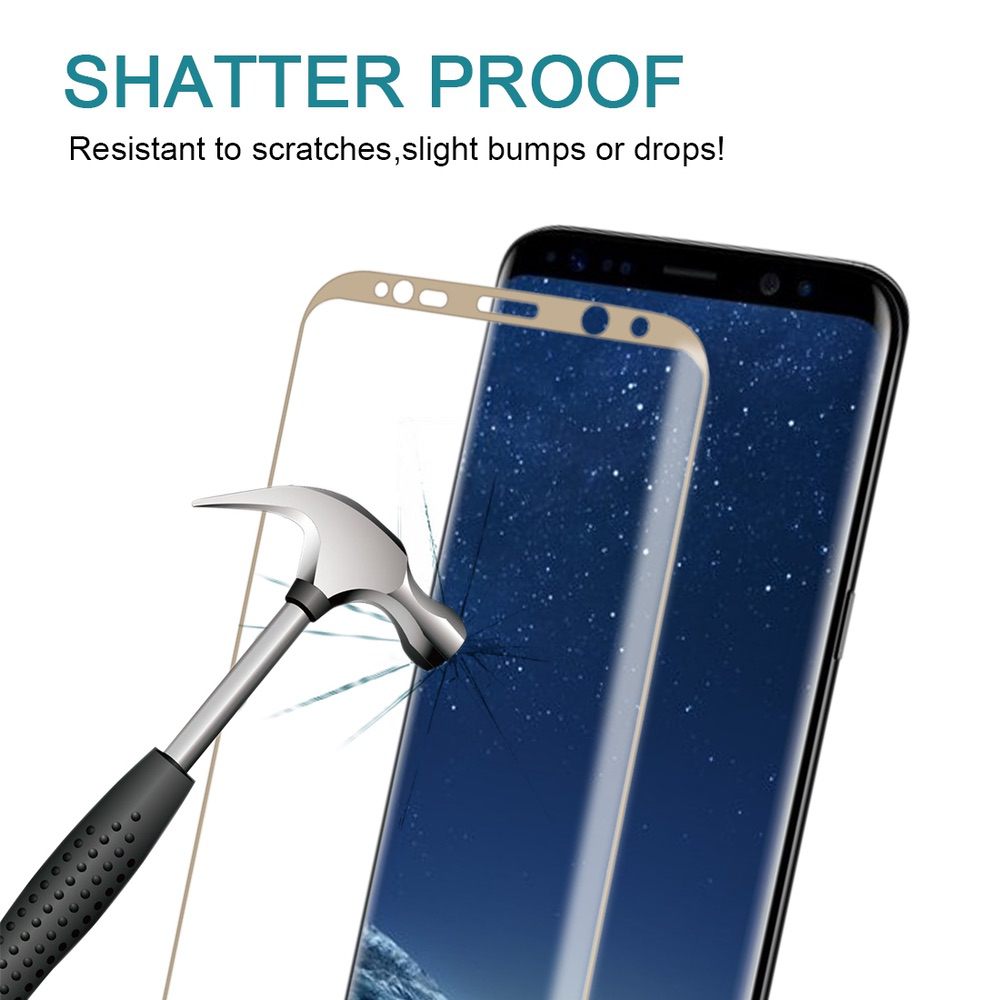 Samsung Galaxy S8 Screen Protector 3D Curved Tempered Glass Gold