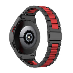Samsung Galaxy Watch 6 / 6 Classic Three-Bead Stainless Steel Band (Black/Red)
