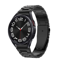 Samsung Galaxy Watch 6 Three-Strains Metal Watch Band (Black) - Adjustable Steel Strap