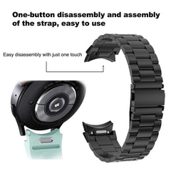 Samsung Galaxy Watch 6 Three-Strains Metal Watch Band (Black) - Adjustable Steel Strap