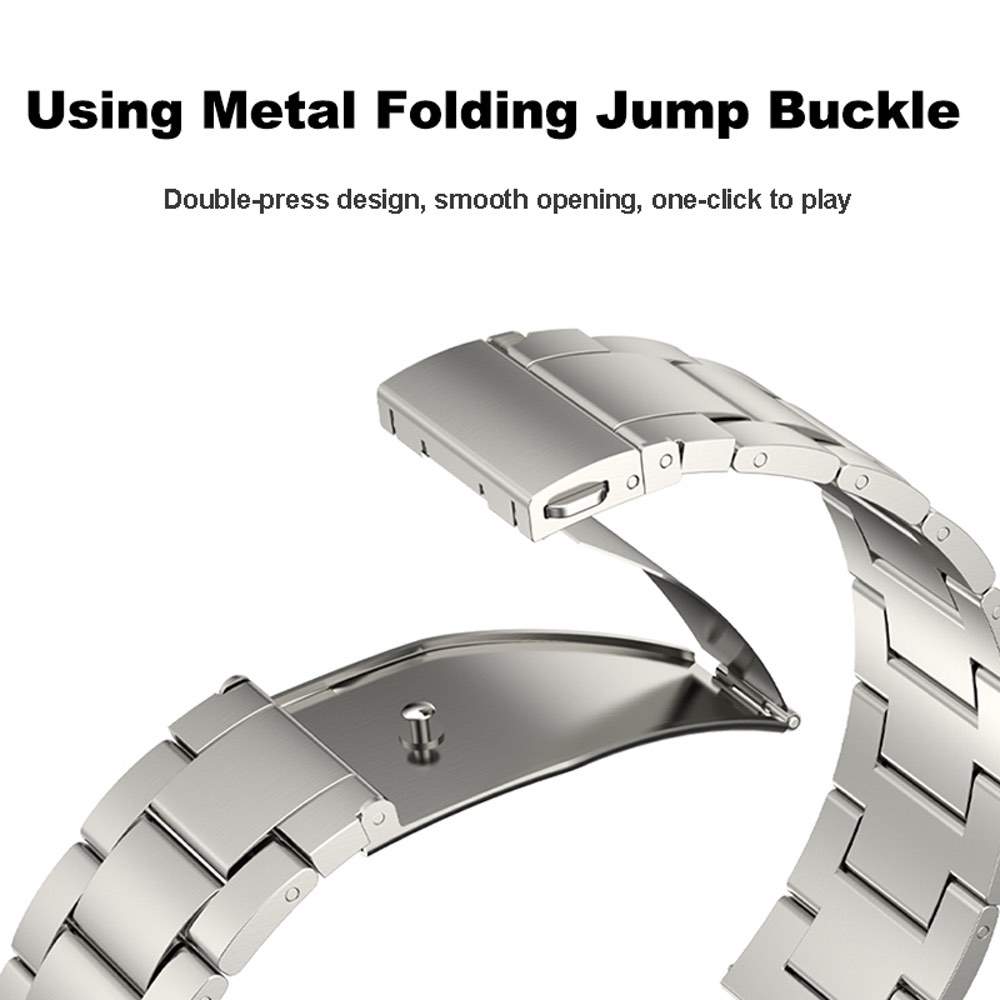 Samsung Galaxy Watch 6 Three-Strains Metal Watch Band (Black) - Adjustable Steel Strap